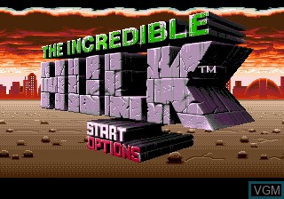 Title screen of the game Incredible Hulk, The on Sega Megadrive