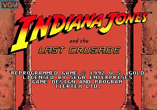 Title screen of the game Indiana Jones and the Last Crusade on Sega Megadrive