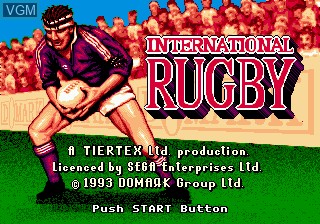 Title screen of the game International Rugby on Sega Megadrive