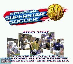 Title screen of the game International Superstar Soccer Deluxe on Sega Megadrive