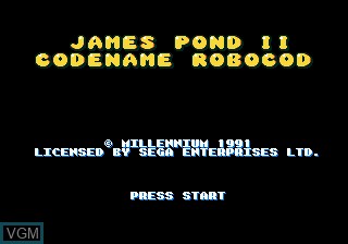 Title screen of the game James Pond II - Codename - Robocod on Sega Megadrive