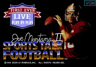 Title screen of the game Joe Montana II - Sports Talk Football on Sega Megadrive