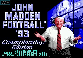 Title screen of the game John Madden Football Championship Edition on Sega Megadrive