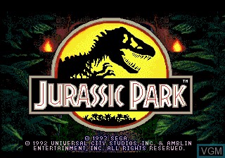 Title screen of the game Jurassic Park on Sega Megadrive