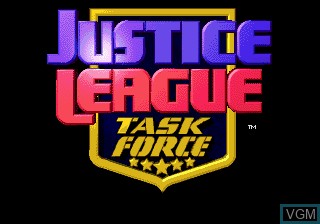 Title screen of the game Justice League Task Force on Sega Megadrive
