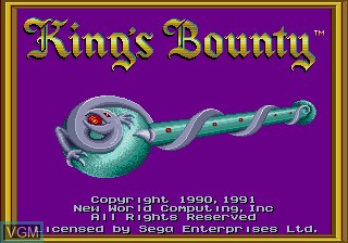 Title screen of the game King's Bounty - The Conqueror's Quest on Sega Megadrive