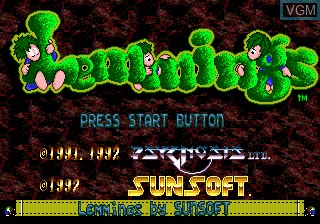 Title screen of the game Lemmings on Sega Megadrive