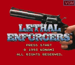 Title screen of the game Lethal Enforcers on Sega Megadrive