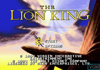 Title screen of the game Lion King, The on Sega Megadrive