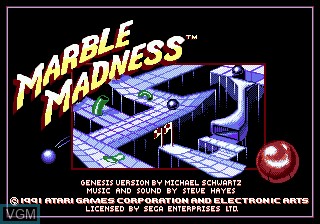 Title screen of the game Marble Madness on Sega Megadrive