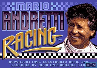 Title screen of the game Mario Andretti Racing on Sega Megadrive