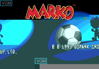 Title screen of the game Marko's Magic Football on Sega Megadrive