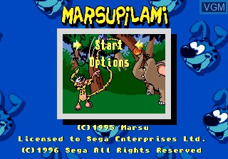Title screen of the game Marsupilami on Sega Megadrive