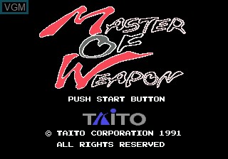Title screen of the game Master of Weapon on Sega Megadrive