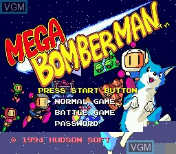 Title screen of the game Mega Bomberman on Sega Megadrive