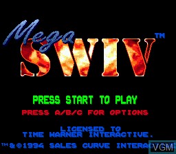 Title screen of the game Mega SWIV on Sega Megadrive