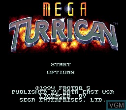 Title screen of the game Mega Turrican on Sega Megadrive