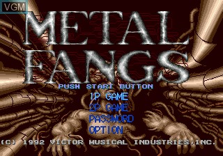 Title screen of the game Metal Fangs on Sega Megadrive