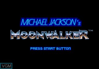 Title screen of the game Michael Jackson's Moonwalker on Sega Megadrive