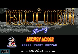 Title screen of the game Castle of Illusion Starring Mickey Mouse on Sega Megadrive