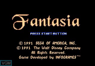 Title screen of the game Fantasia on Sega Megadrive