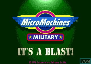 Title screen of the game Micro Machines Military on Sega Megadrive