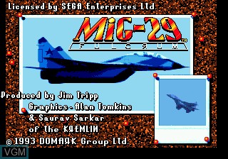 Title screen of the game MIG-29 Fighter Pilot on Sega Megadrive