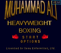 Title screen of the game Muhammad Ali Heavyweight Boxing on Sega Megadrive