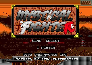 Title screen of the game Mystical Fighter on Sega Megadrive