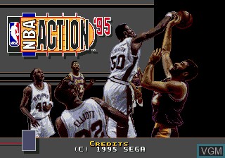 Title screen of the game NBA Action '95 starring David Robinson on Sega Megadrive