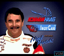 Title screen of the game Newman Haas IndyCar Featuring Nigel Mansell on Sega Megadrive