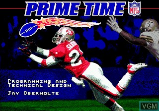 Title screen of the game Prime Time NFL Starring Deion Sanders on Sega Megadrive