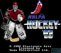 Title screen of the game NHLPA Hockey 93 on Sega Megadrive