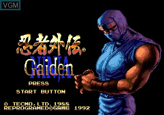 Title screen of the game Ninja Gaiden on Sega Megadrive