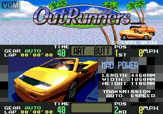 Title screen of the game OutRunners on Sega Megadrive