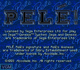Title screen of the game Pele! on Sega Megadrive
