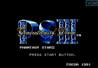 Title screen of the game Phantasy Star III - Generations of Doom on Sega Megadrive