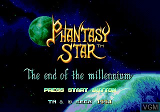 Title screen of the game Phantasy Star IV on Sega Megadrive