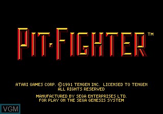Title screen of the game Pit-Fighter on Sega Megadrive