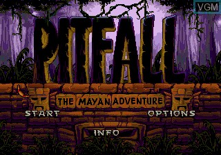 Title screen of the game Pitfall - The Mayan Adventure on Sega Megadrive