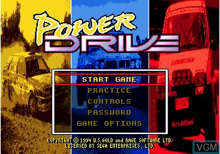 Title screen of the game Power Drive on Sega Megadrive
