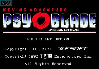 Title screen of the game Psyoblade on Sega Megadrive