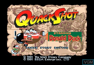Title screen of the game QuackShot starring Donald Duck on Sega Megadrive