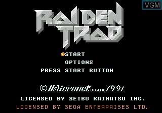 Title screen of the game Raiden Trad on Sega Megadrive