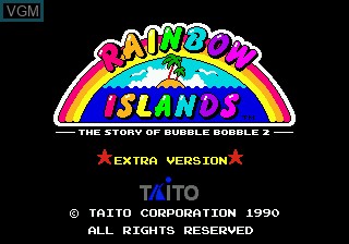 Title screen of the game Rainbow Islands Extra on Sega Megadrive