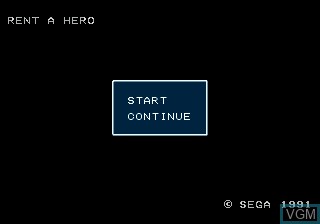 Title screen of the game Rent A Hero on Sega Megadrive