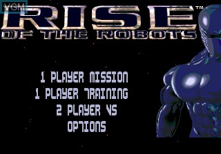 Title screen of the game Rise of the Robots on Sega Megadrive