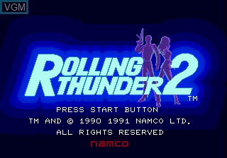 Title screen of the game Rolling Thunder 2 on Sega Megadrive