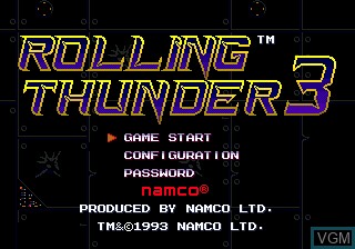 Title screen of the game Rolling Thunder 3 on Sega Megadrive