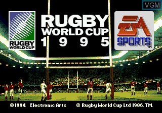 Title screen of the game Rugby World Cup 1995 on Sega Megadrive